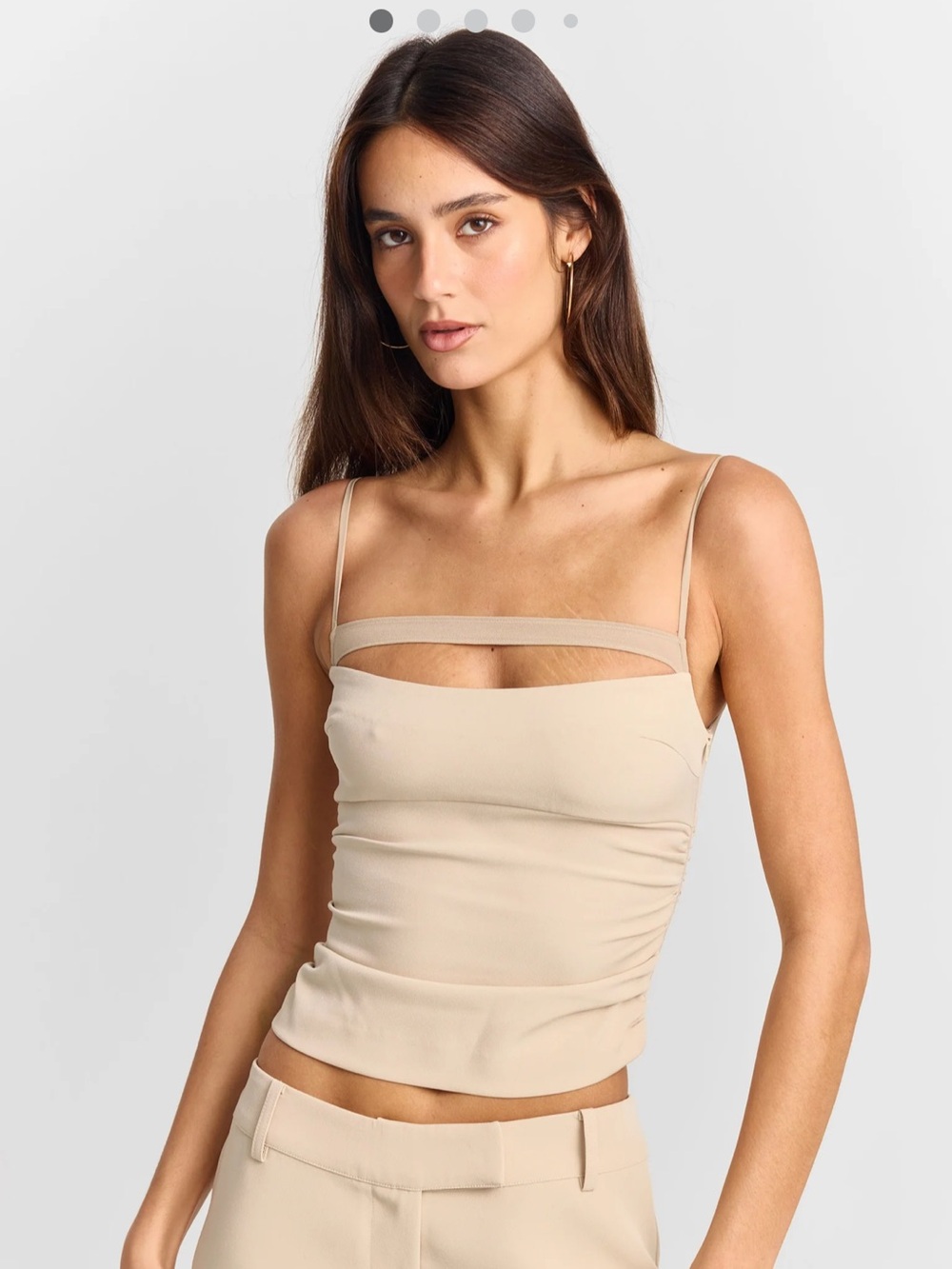 Minimalist Beige Cutout Cami Top - Women